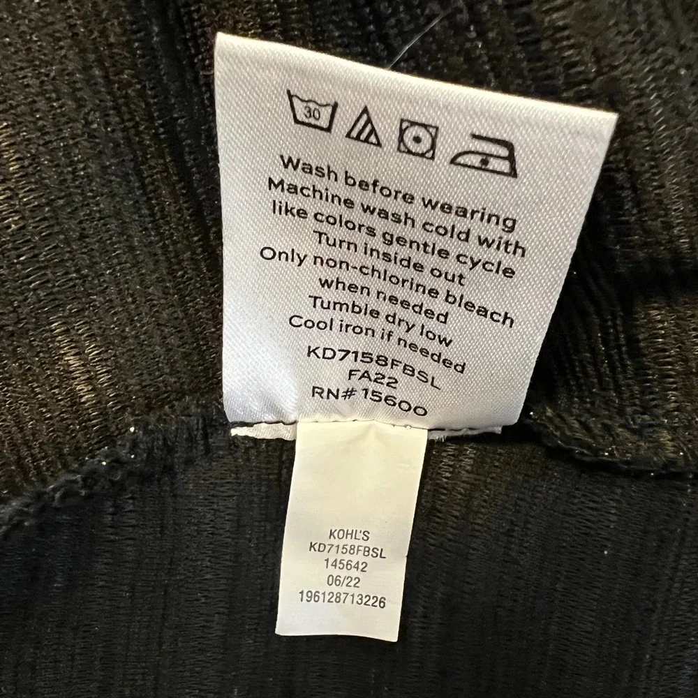 Draper James RSVP‎ Black Fit & Flare Dress L Metallic Short Sleeve Stretch - Picture 9 of 9